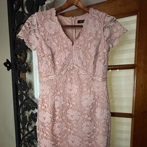 Eliza J Blush Pink Lace Midi Dress